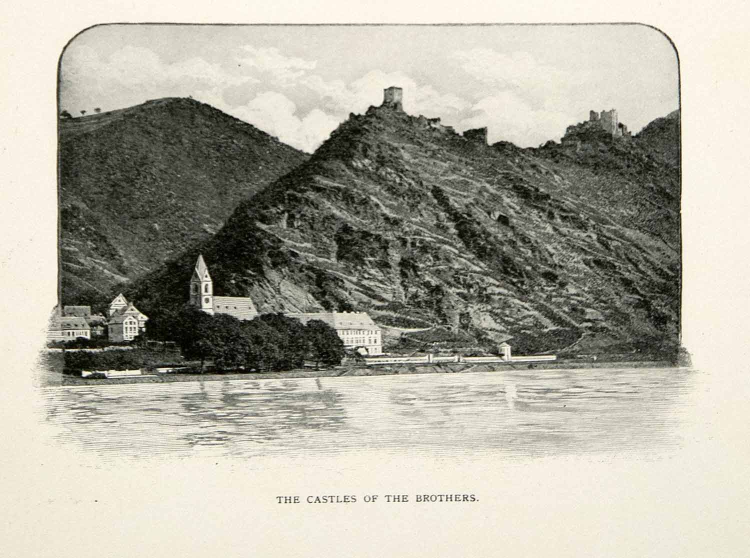 1900 Print Castle Brothers Hillside River Mountain Historic Baden Baden XGNB5