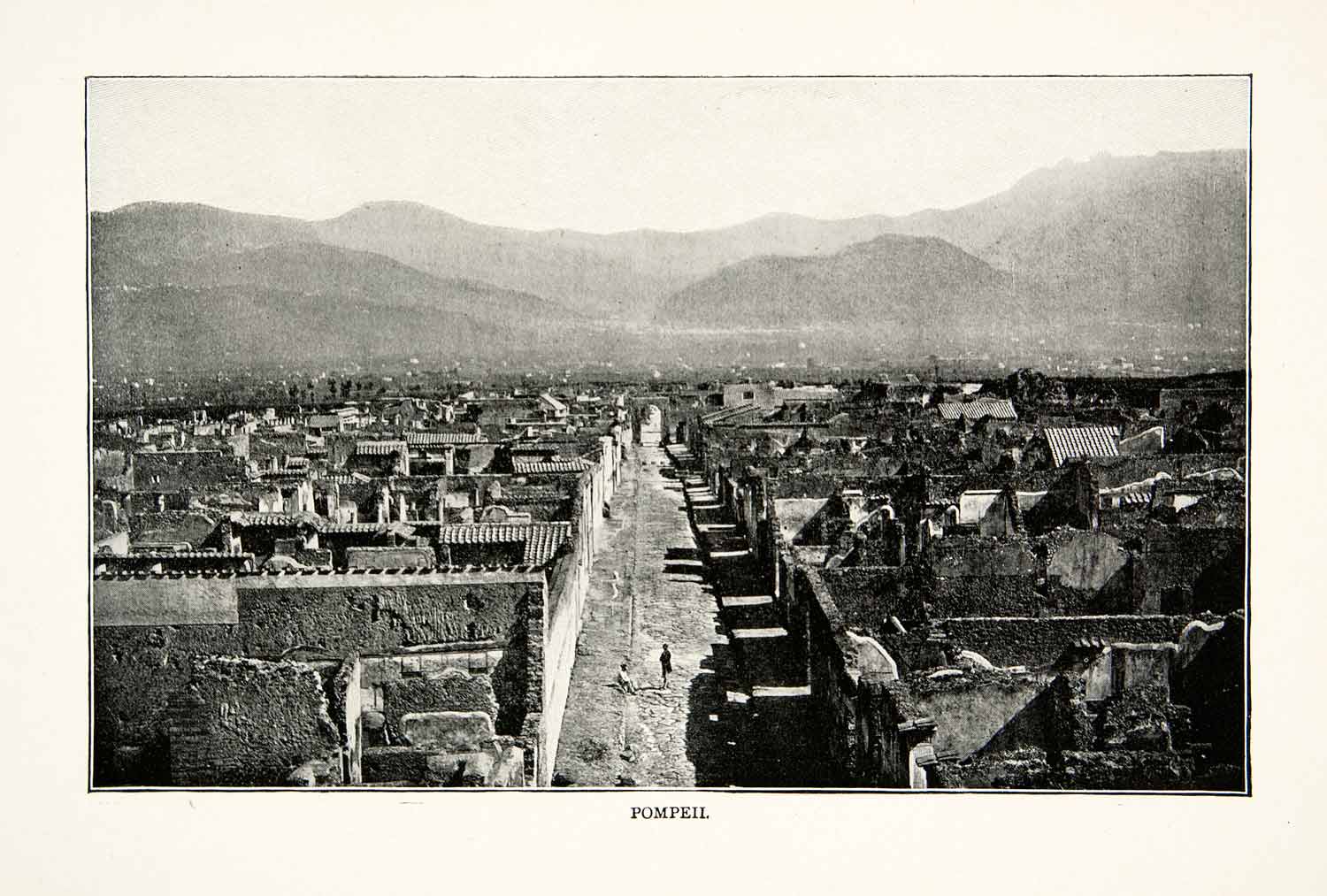 1902 Print Pompeii Ruins Naples Italy Mount Vesuvius Cardo Maximus XGNB6