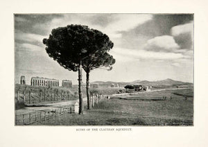 1902 Print Aqua Claudian Aqueduct Rome Italy Ruins Path Channel Via Latina XGNB6