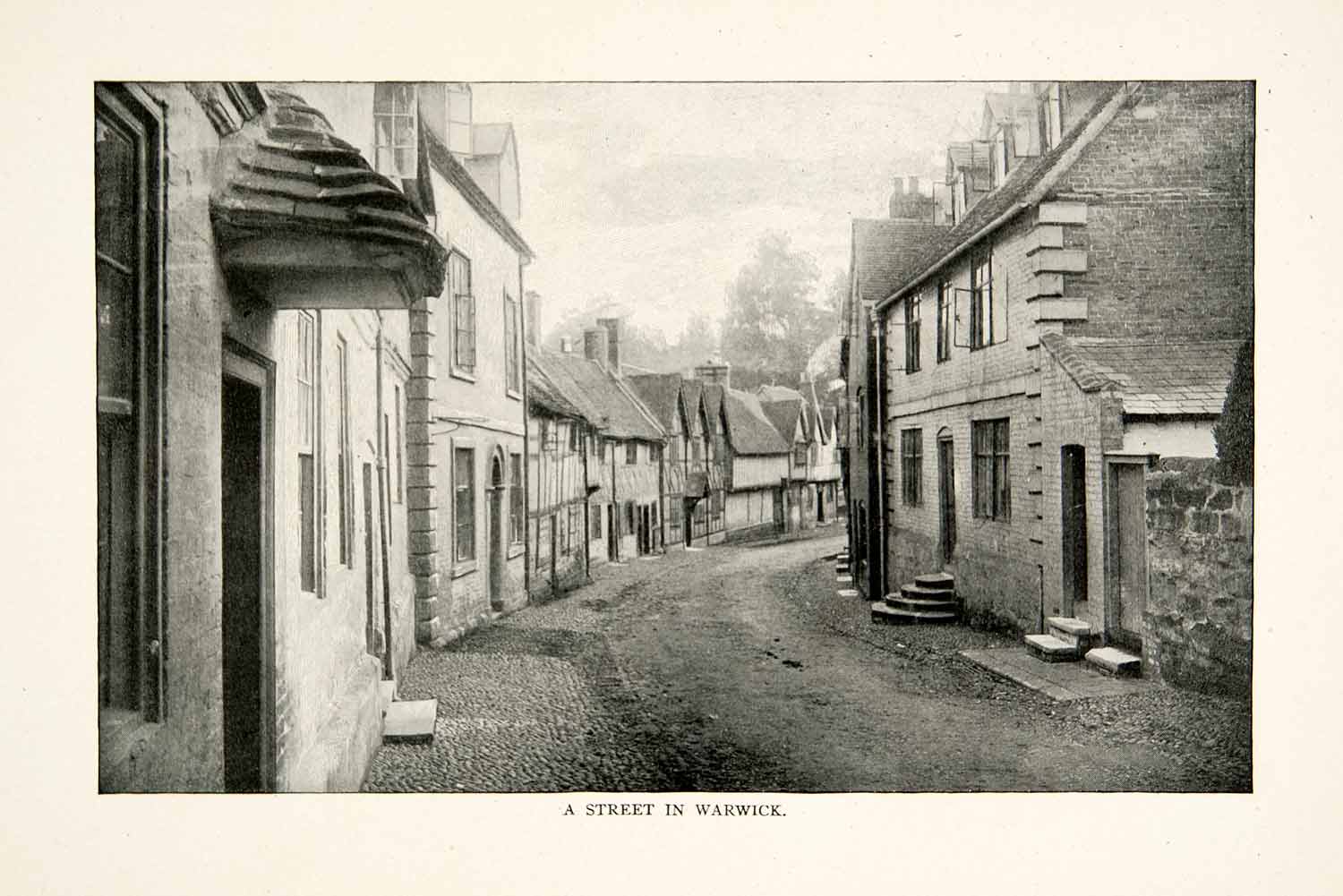 1902 Print Warwick Warwickshire England County Town Street United Kingdom XGNB6