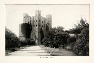 1902 Print Round Tower Rochester Castle Kent England River Medway Garrison XGNB6
