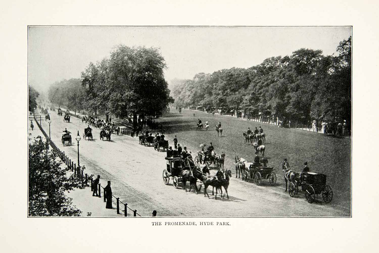 1902 Print Promenade Hyde Park Central London England Royal Horse Carraige XGNB6