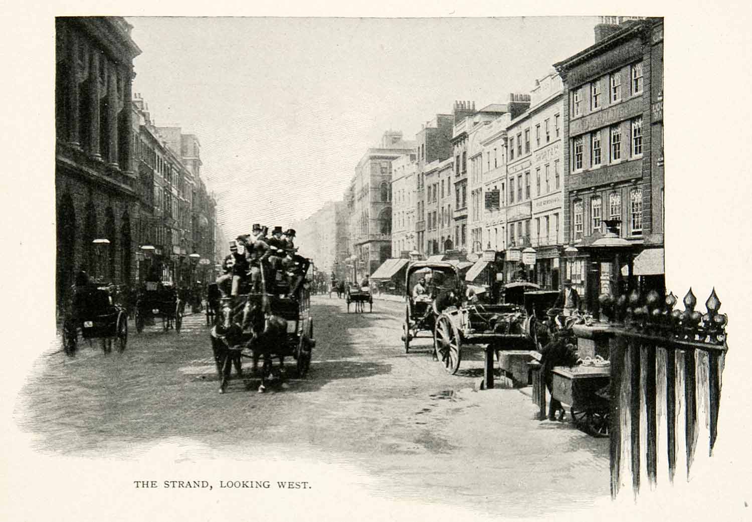 1902 Print Strand Street Road Westminster London England Horse Carriage XGNB6