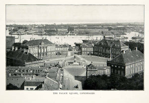 1902 Print Copenhagen Denmark Amalienborg Palace Slotsplads Square XGNB7