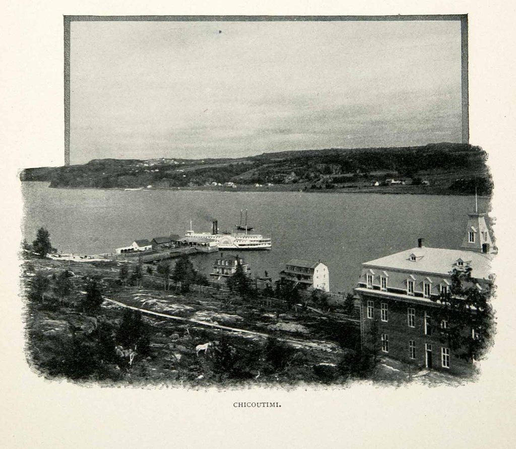 1902 Print Chicoutimi Saguenay Quebec Canada Rivers Steamboat Riverboat XGNB7 - Period Paper
