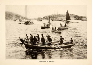 1907 Print Batteau Labrador Canada Fishermen Boats Paddle Sailboat Harbour XGNC2