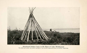 1907 Print Teepee Tipi Labrador Canada Lake Michikamats Shore Indian XGNC3