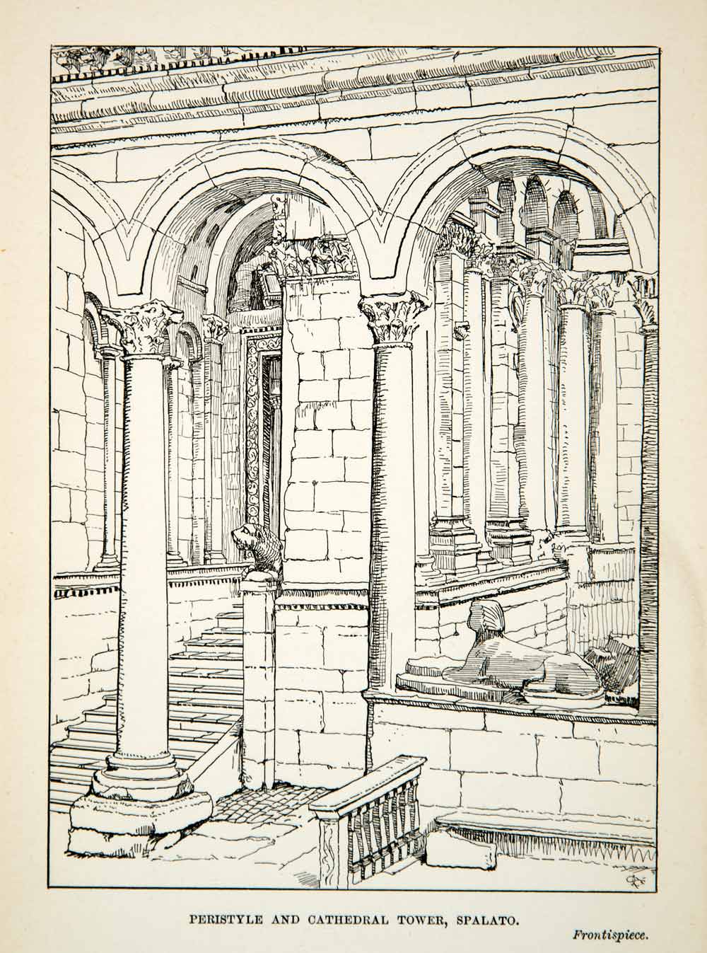 1881 Print Peristyle Cathedral Tower Spalato Dalmatia Austria XGNC6