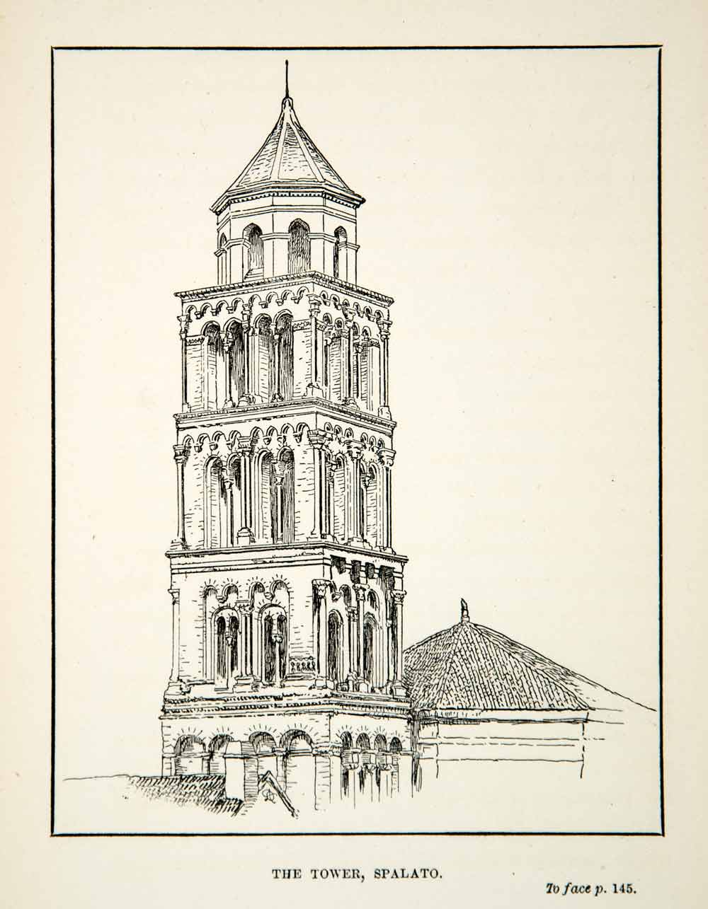 1881 Print Bell Tower Spalato Saint Domnius Adriatic Sea Dalmation Croatia XGNC6