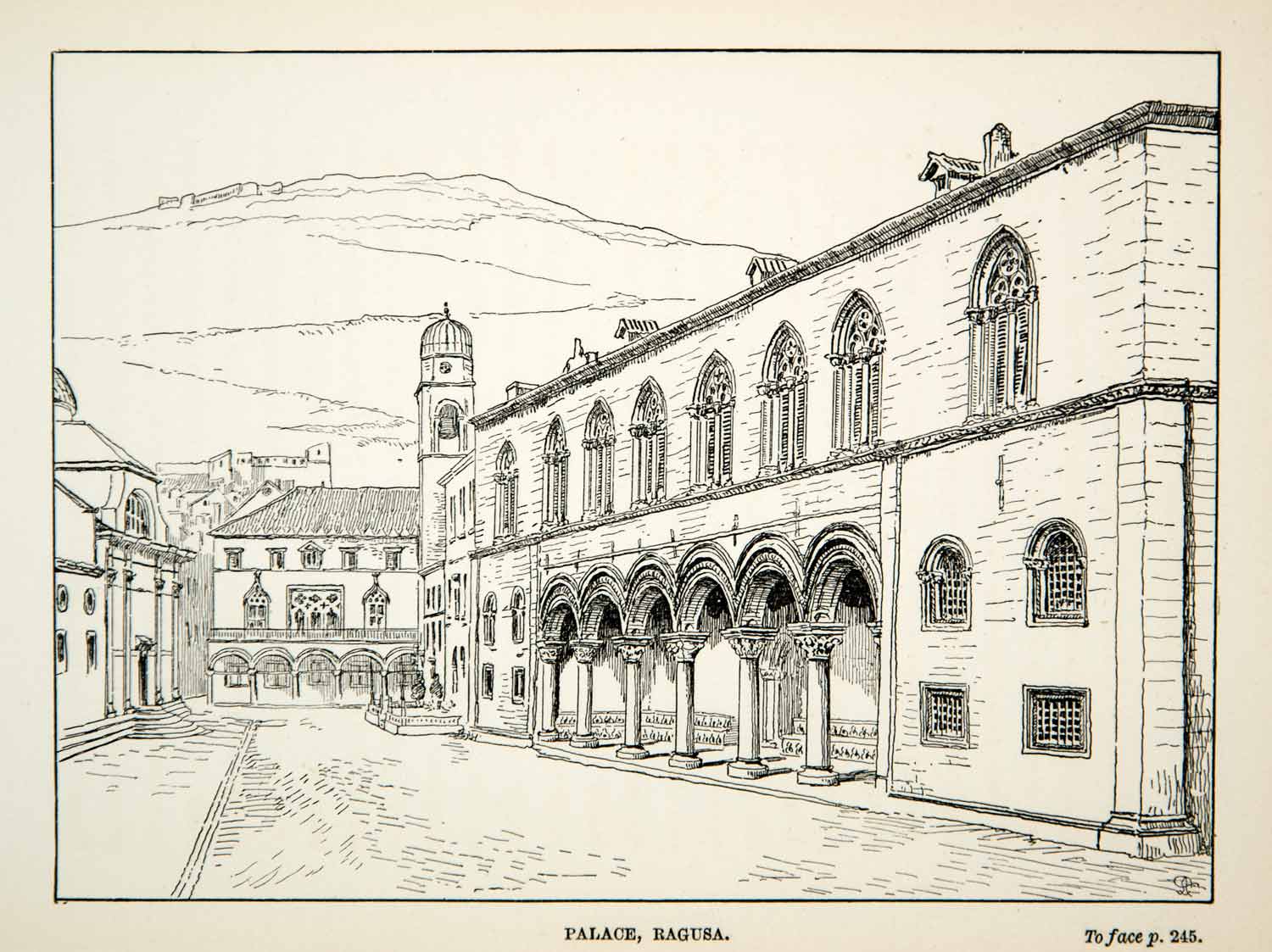 1881 Print Palace Ragusa Rector's Dalmatia Croatia Rettori Dubrovnik XGNC6