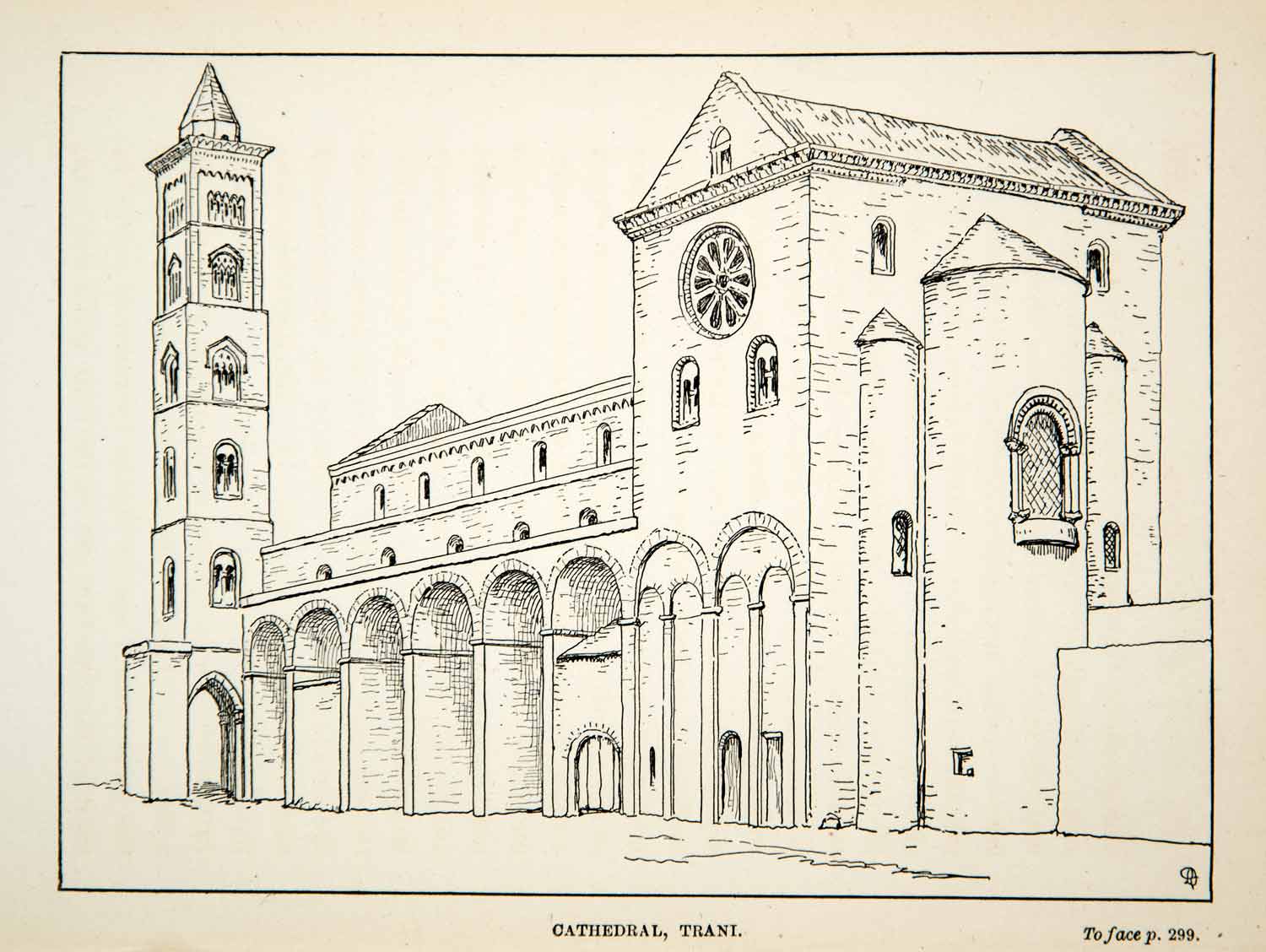 1881 Print Cathedral San Nicola Trani Puglia Saint Nicholas Pilgrim XGNC6