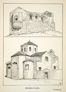 1881 Print Churches Corfu Island Ionian Sea Greece Religion Historic XGNC6