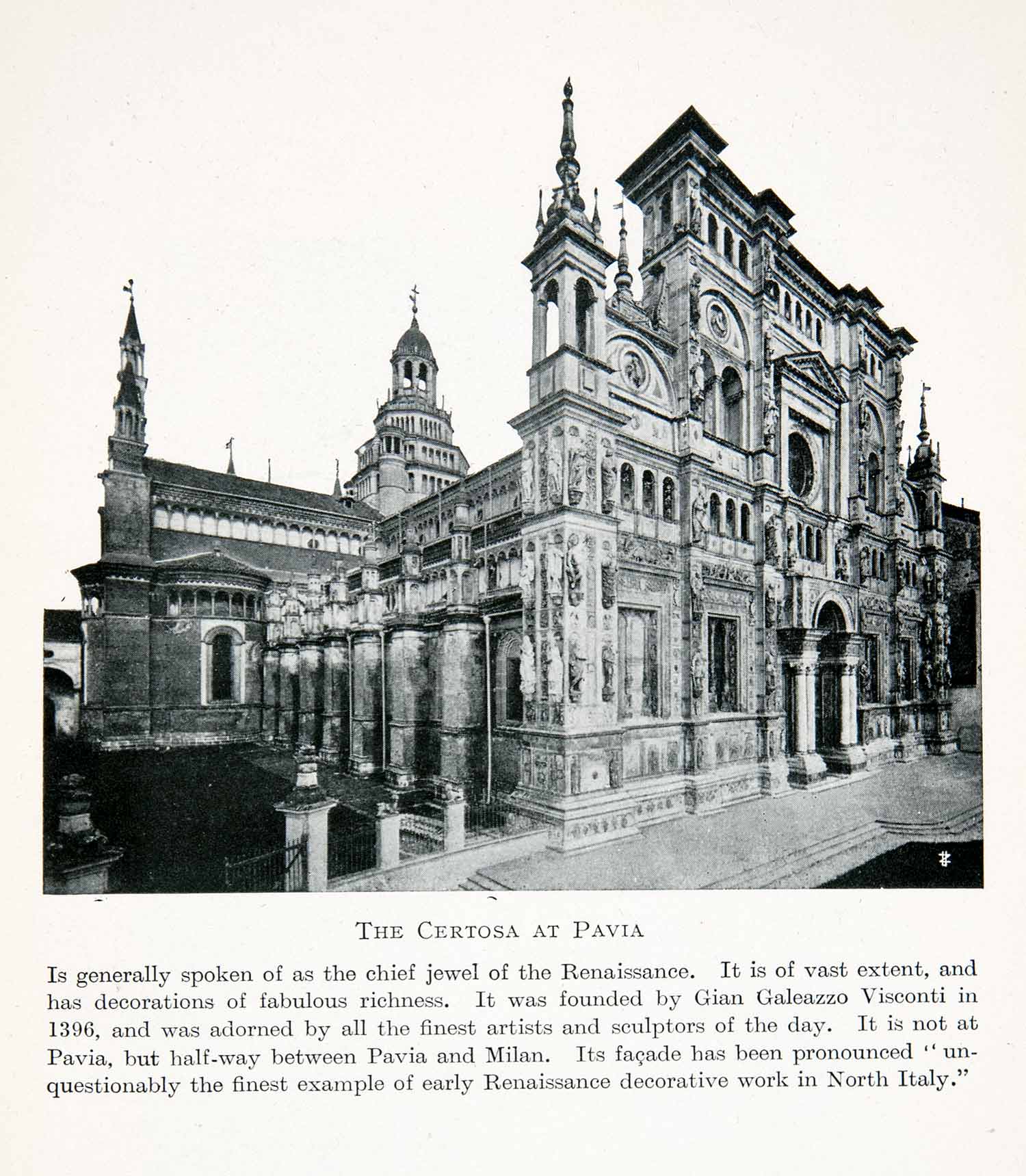 1912 Print Certosa Pavia Gra-Car Renaissance Gian Galeazzo Visconti XGNC9