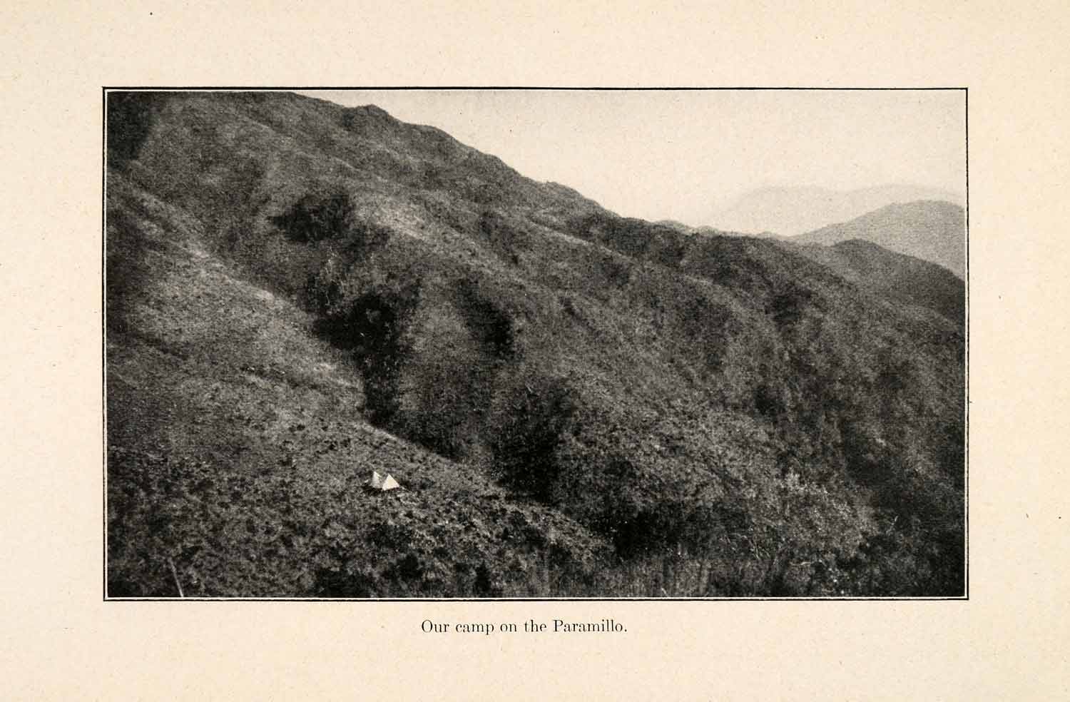 1919 Halftone Print Camp Andes Mountain Paramillo Colombia South America XGO2