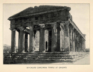1904 Print Girgenti Greek Temple Concordia Agirgento Peristatis Pediment XGO3