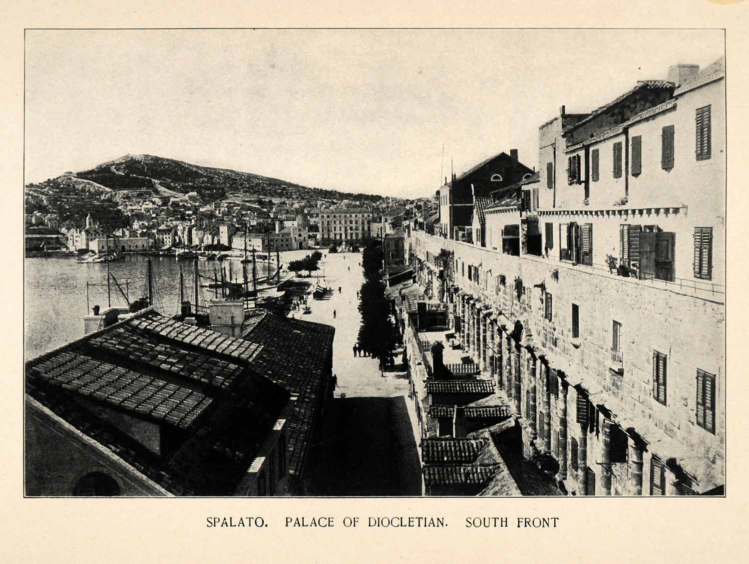 1904 Print Spalato Diocletian Split Adriatic Sea Harbor Boat Croatia XGO3