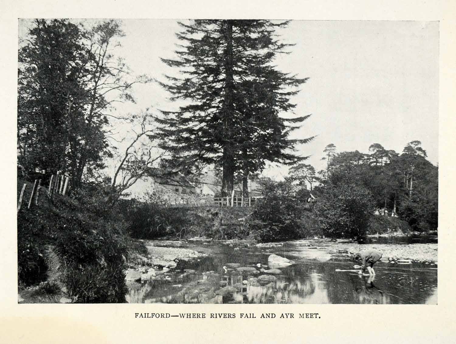 1904 Print Failford River Fail Ayr Robert Burns Highland Mary Betrothal XGO4