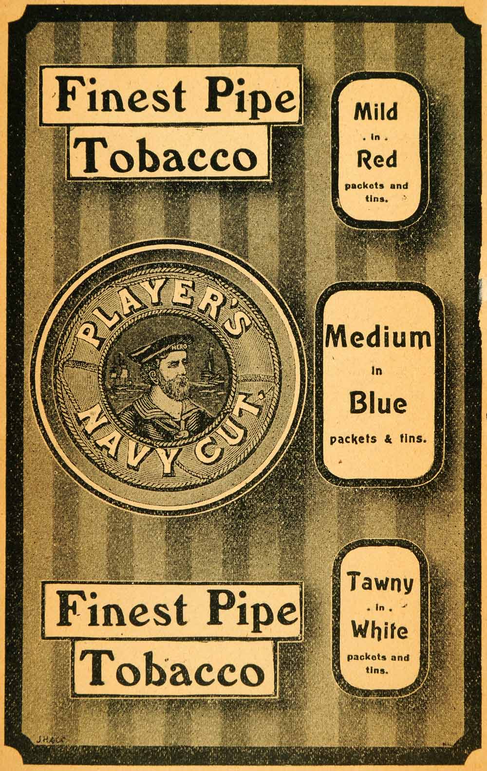 1908 Ad Pipe Tobacco John Players Navy Cut Imperial Group Nottingham XGO5