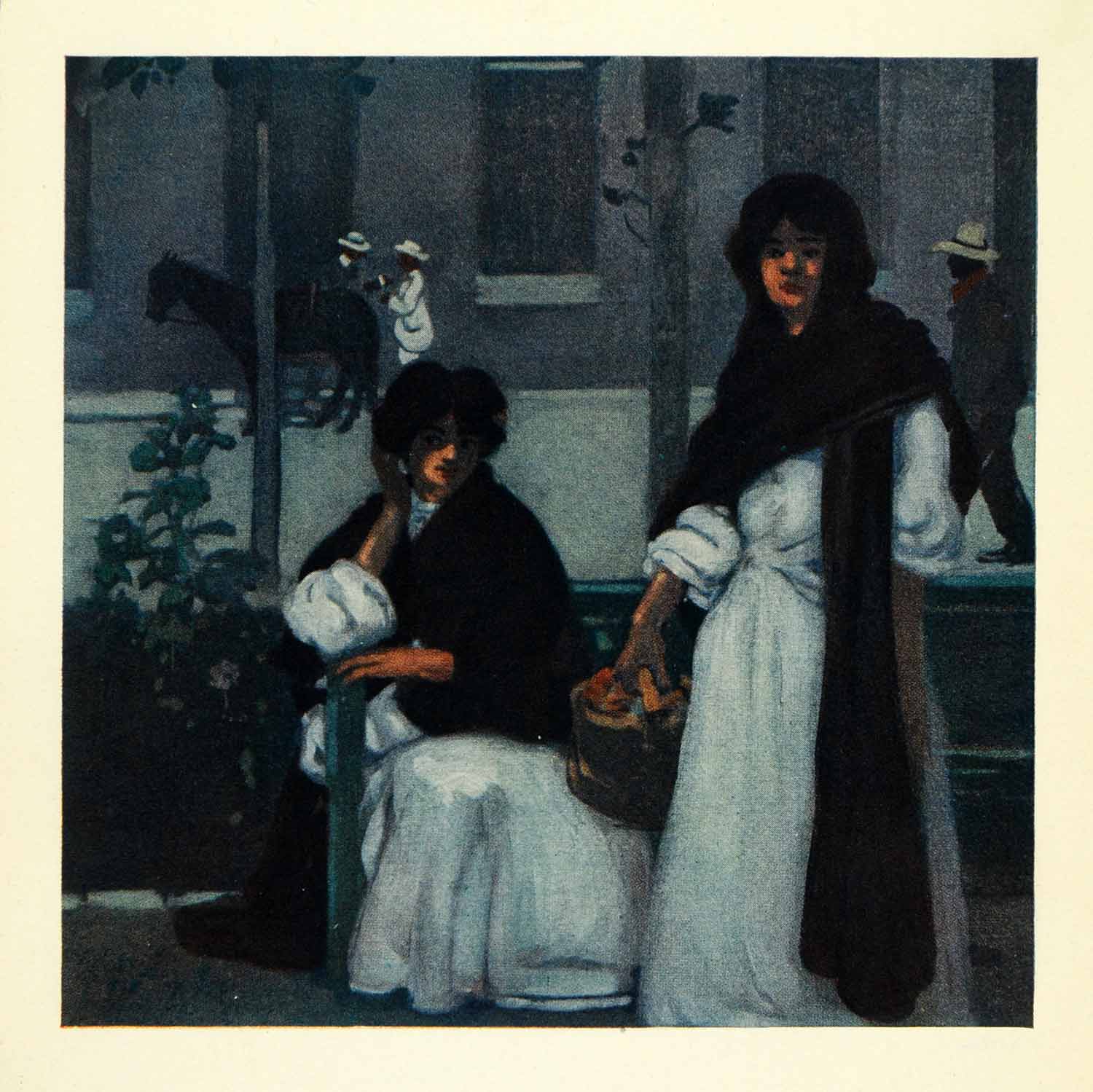 1912 Print Archibald Stevenson Forrest Art Mendoza Argentina Women Dress Plaza