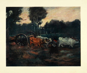 1912 Print Archibald Forrest Art Bullock Cattle Team Haul Timber Chaco Argentina