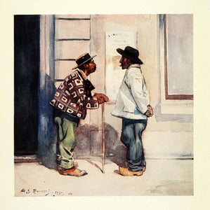 1912 Print Archibald Stevenson Forrest Art Portuguese Laborers Old Men Brazil