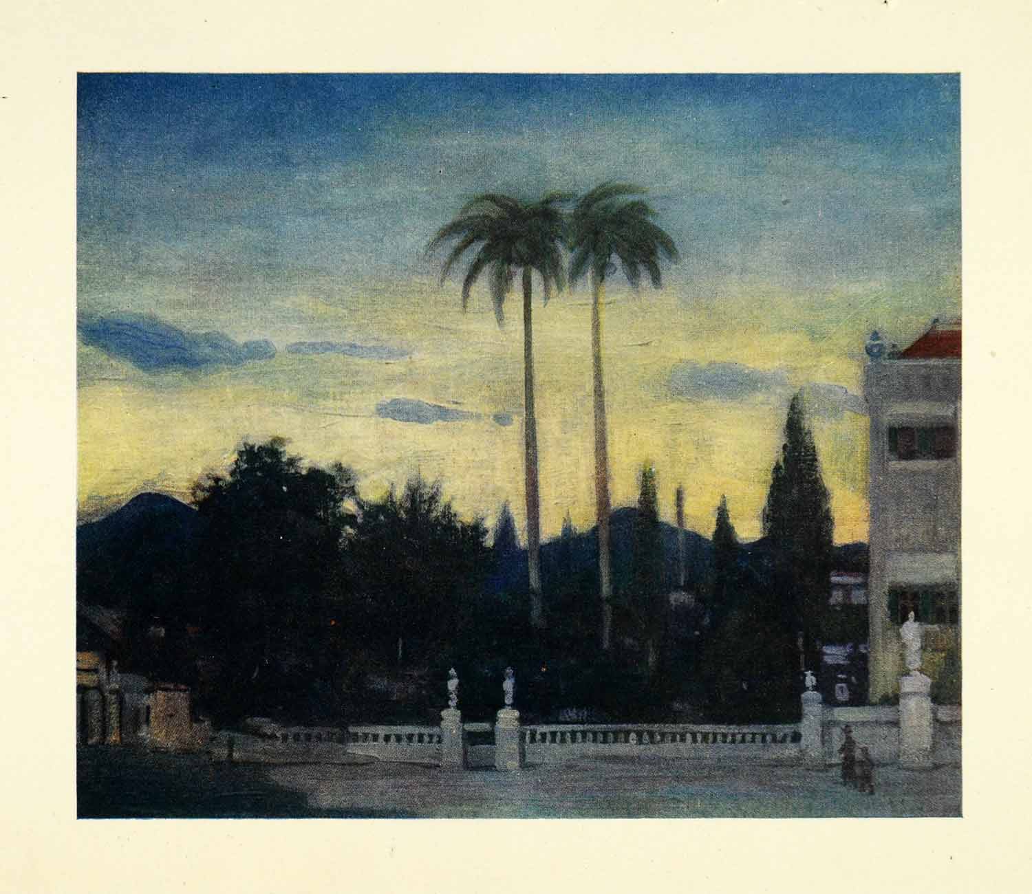 1912 Print Archibald Stevenson Forrest Art Beira Mar Rio Janeiro Brazil Gardens