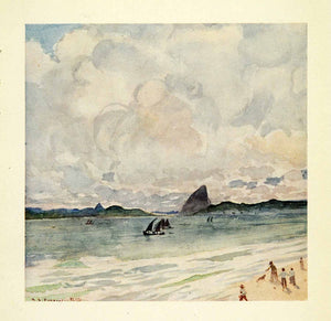 1912 Print Archibald Stevenson Forrest Landscape Art Sugarloaf Mountain Brazil