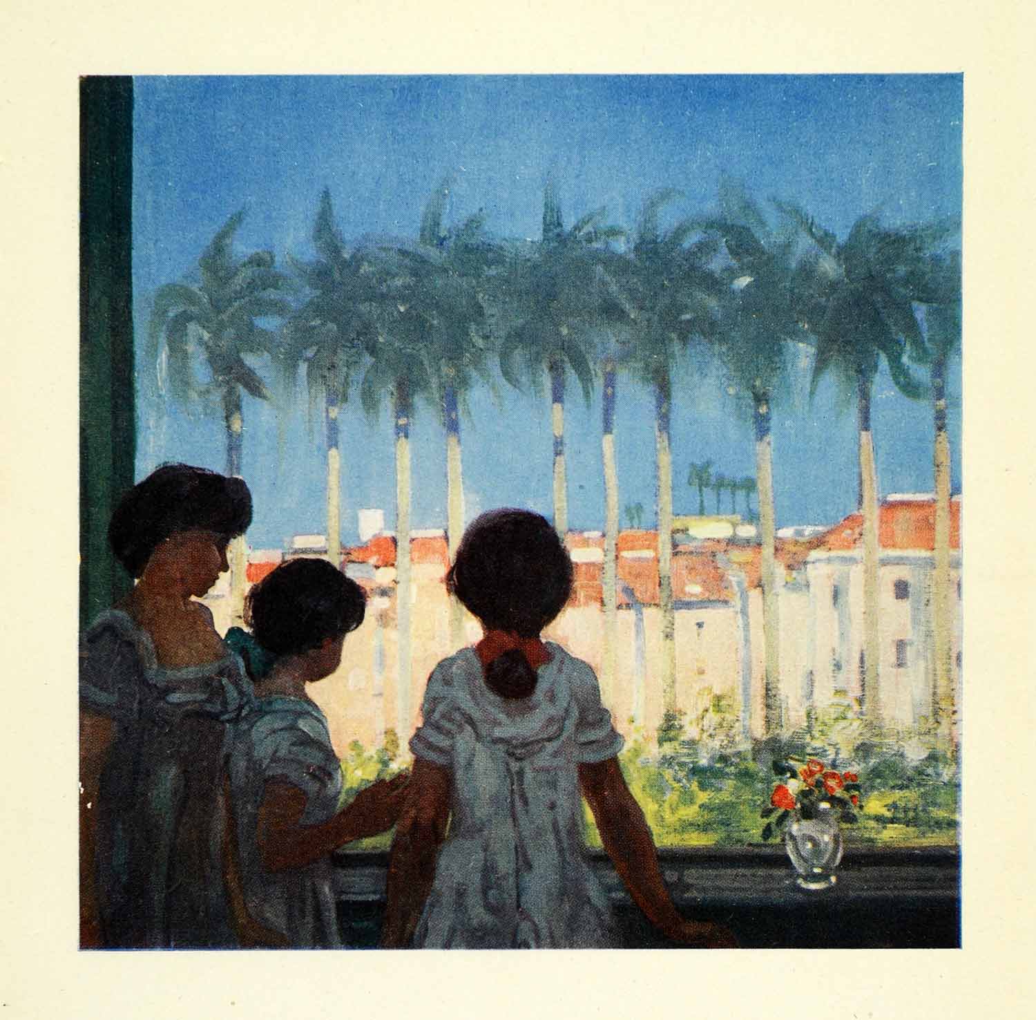 1912 Print Archibald Stevenson Forrest Art Rio Janerio Brazil Window Children