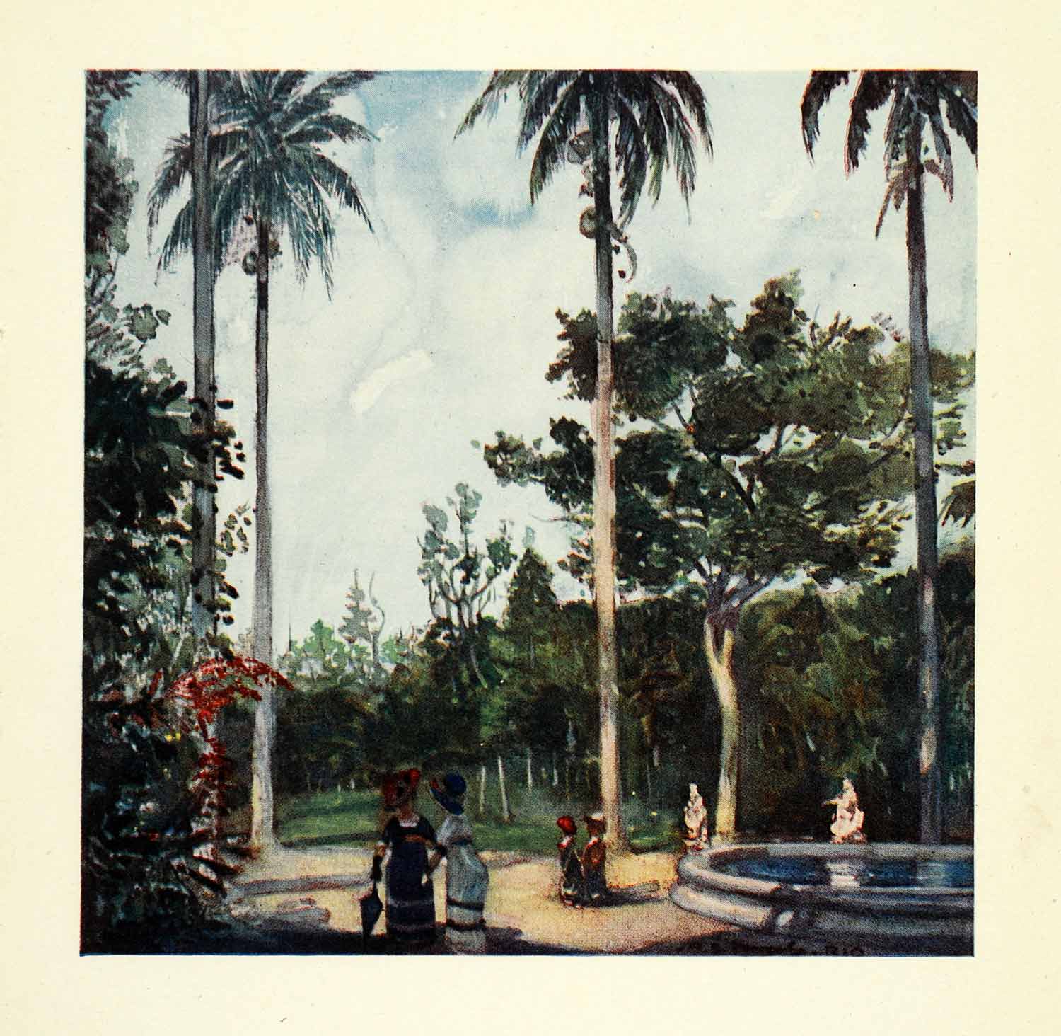 1912 Print Archibald Stevenson Forrest Art Botanical Gardens Rio Janeiro Brazil