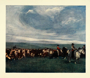 1912 Print Archibald Stevenson Forrest Art Estancia Uruguay Lemco Cattle Drive
