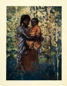 1912 Print Archibald Stevenson Forrest Art Colombia Indian Mother Child Tribal