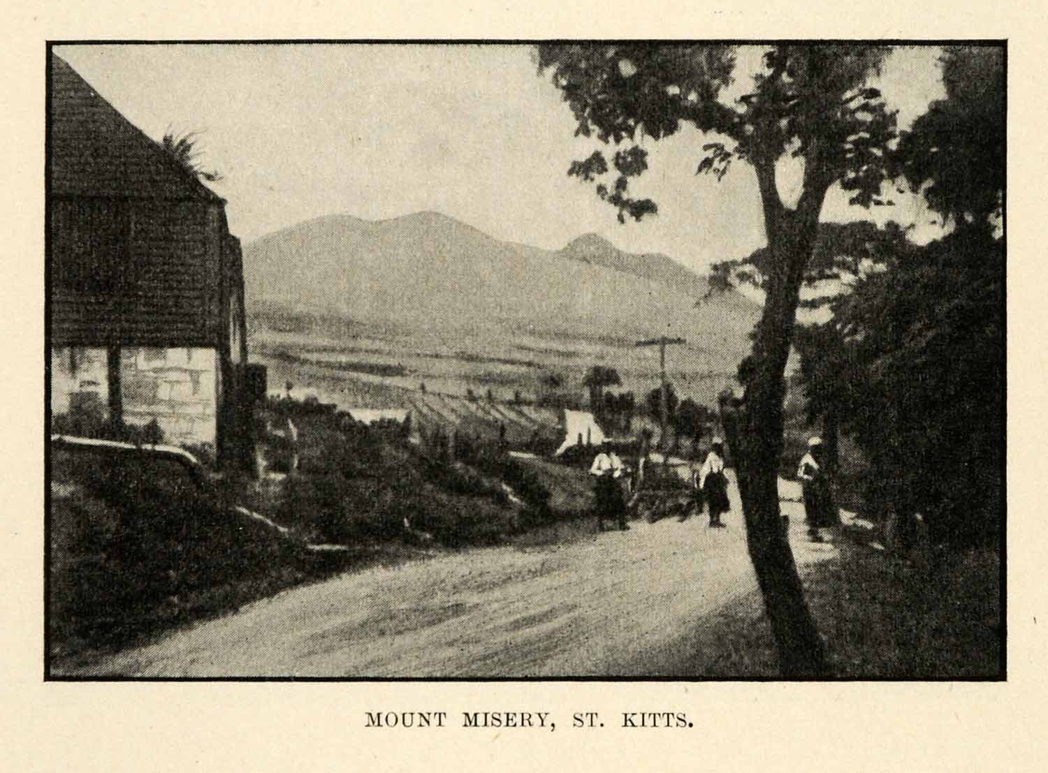 1901 Halftone Print Mount Misery Liamuiga Saint Kitts Stratovolcano Island XGO8