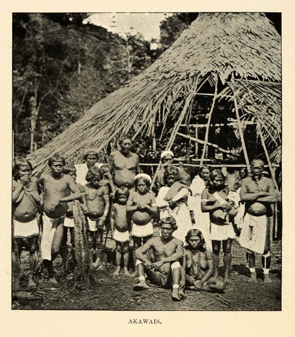 1901 Halftone Print Arawaks Tribal Colony Indigenous People Guyana Hut XGO8