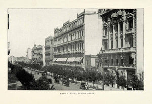 1901 Halftone Print Argentina Mayo Avenue Avenida de Mayo Buenos Aires XGO8