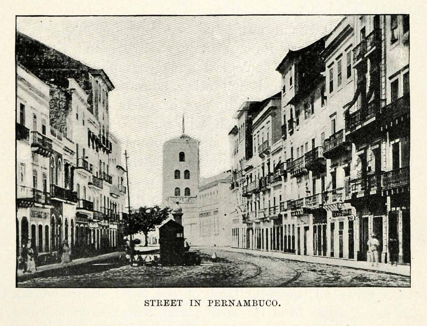 1901 Halftone Print Pernambuco Street Brazil Buildings Houses Architecture XGO8