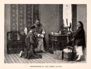 1905 Halftone Print Worshipping Family Altar Religion Men Kneeling XGOA2