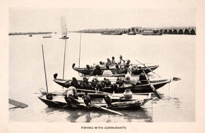 1905 Halftone Print Fishing Cormorants Boats Ships Waterway Indigenous XGOA2
