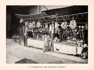 1905 Halftone Print Chinese Five Ten-Cent Counter Market Shopping Booth XGOA2