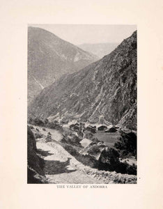 1912 Halftone Print Andorra Valley Mountain Village Landscape Path Ravine XGOA5