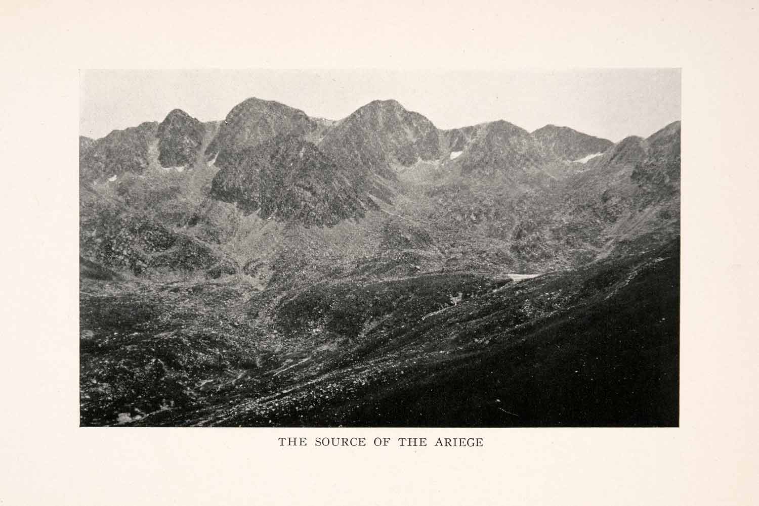 1912 Halftone Print Pyrenees Mountains Ariege River Source France Andorra XGOA5