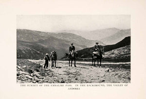 1912 Halftone Print Horse Andorra Pyrenees Mountains Summit Embalire Pass XGOA5