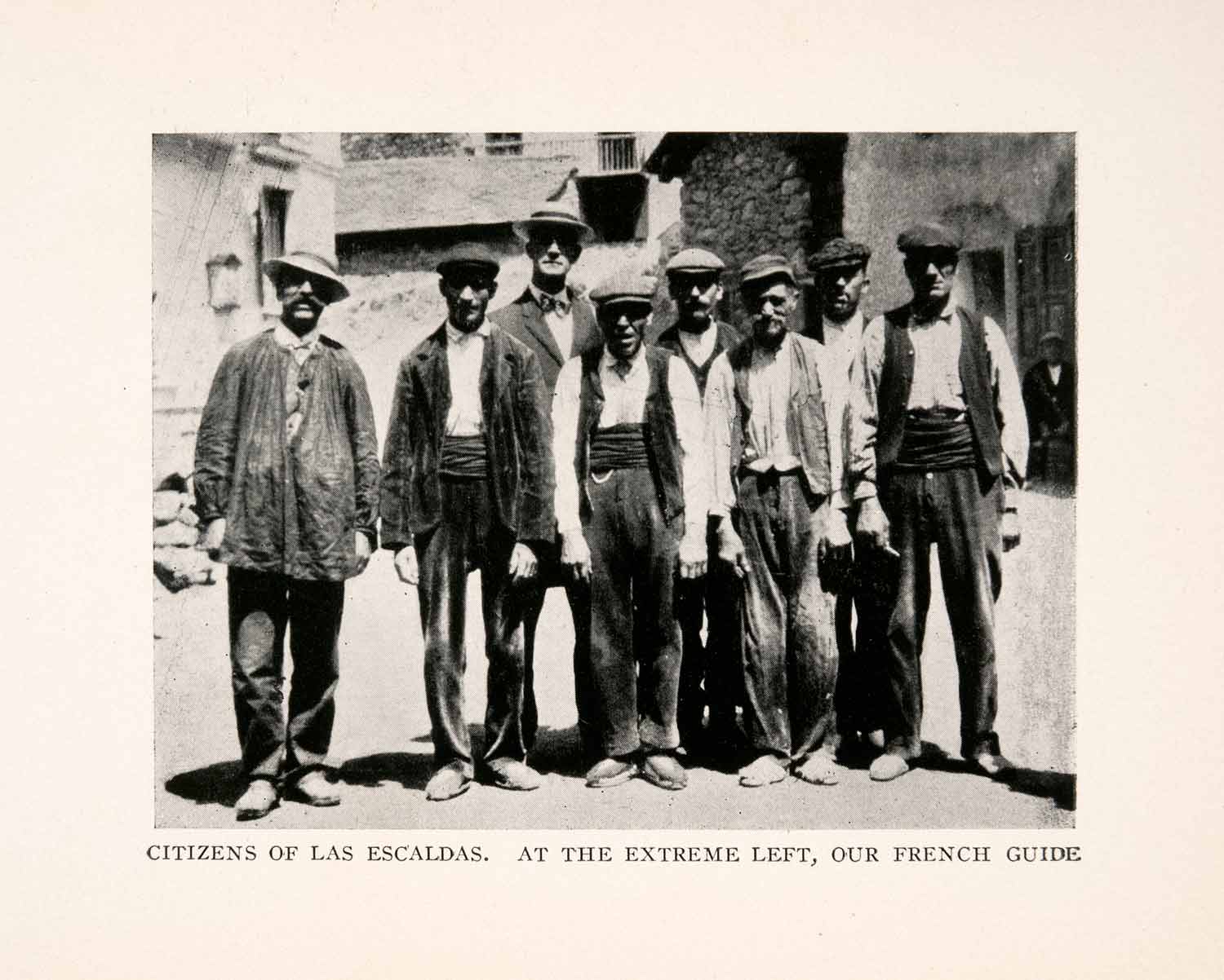 1912 Halftone Print Escaldas Escaldes Andorra Pyrenees Village Citizens XGOA5