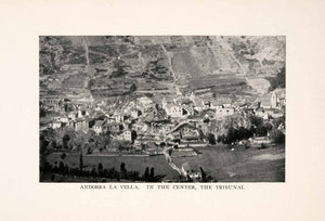 1912 Halftone Print Andorra Vella Capital Tribunal Pyrenees Village XGOA5