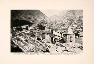 1912 Halftone Print Andorra Vella Pyrenees Mountain Capitol City Europe XGOA5