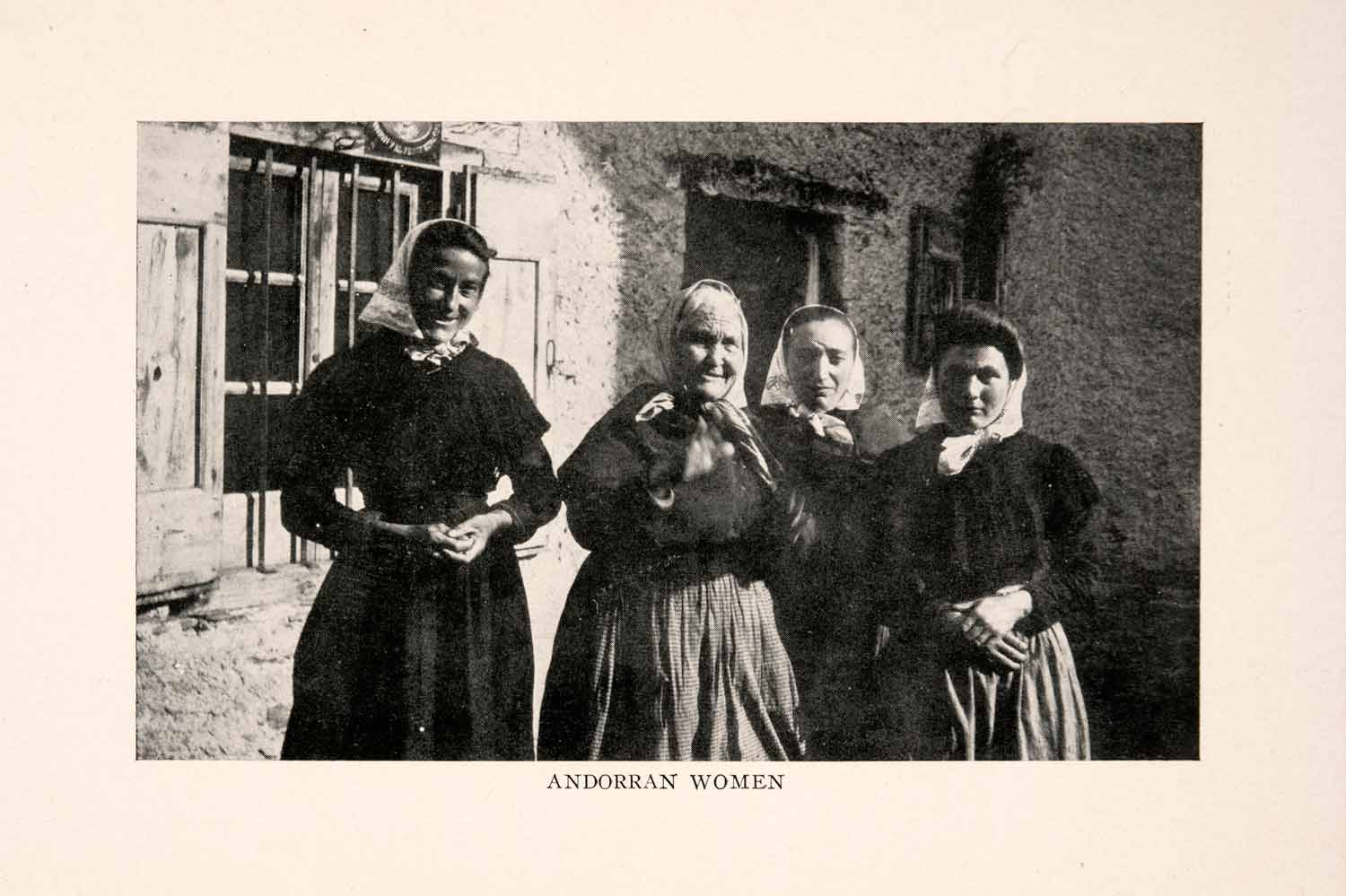 1912 Halftone Print Andorra Women Peasant Costume Europe Village Portrait XGOA5