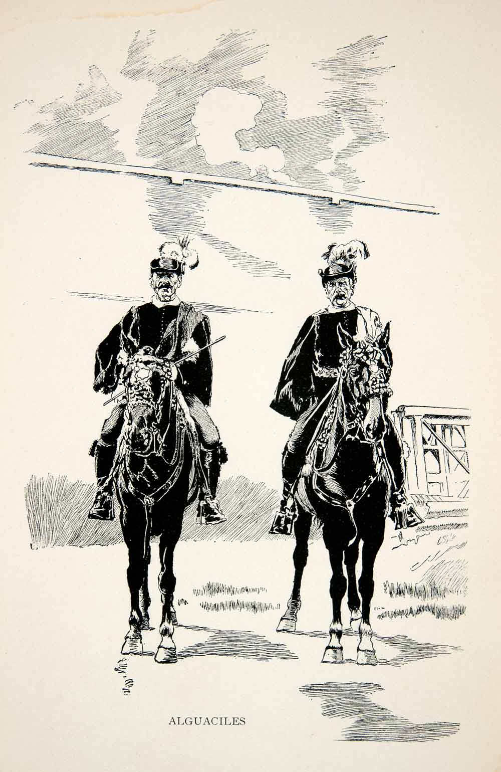 1904 Print Alguaciles Spain Judge Governor Costume Officials Horse Master XGOB2