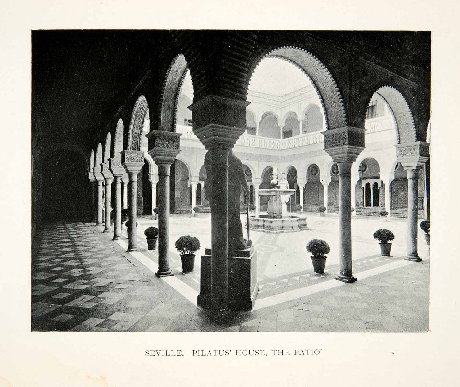 1904 Print Patio Pilatus House Seville Spain Cultural Architecture Arch XGOB2