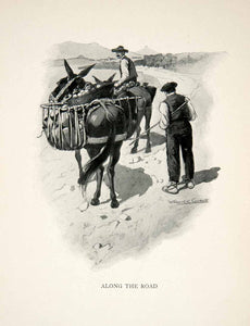 1904 Print Spaniards Travel Donkey Landscape Road Portrait Warwick Gobel XGOB2