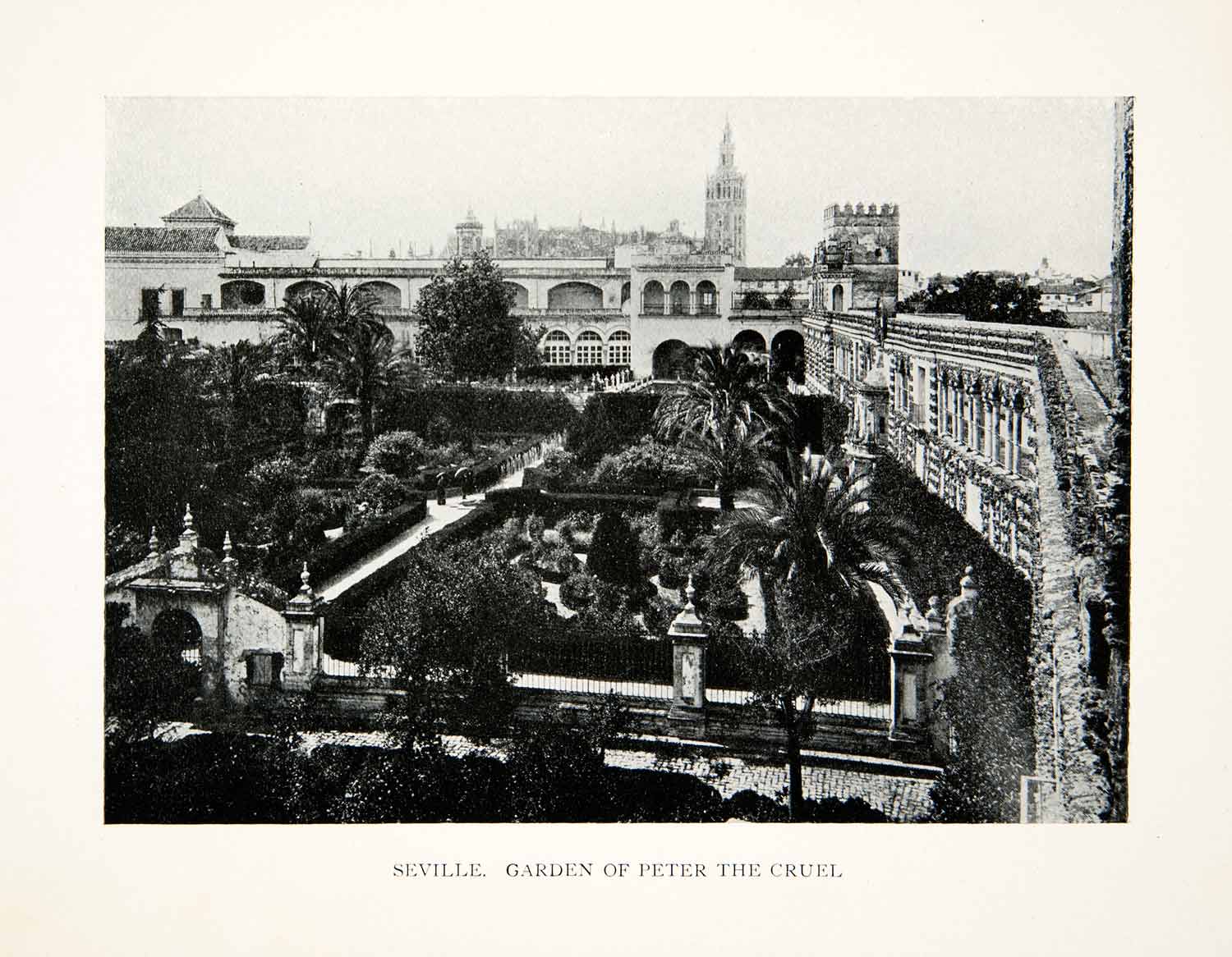 1904 Print Garden Peter Cruel Castile Seville Spain Landscape Cityscape XGOB2