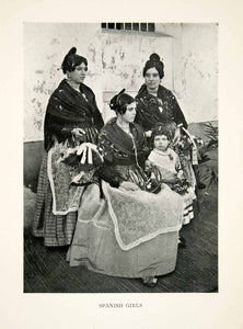 1904 Print Women Spanish Portrait Historic Clothing Costume Dress Hair XGOB2